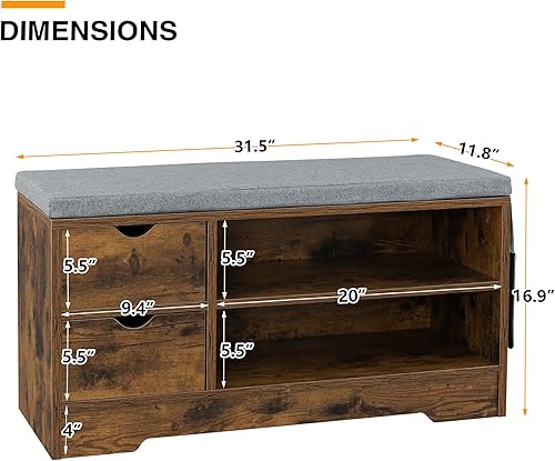 Miniatura 3 de WellFurGeer - Banco de zapatos de entrada con almacenamiento, zapatero con banco, banco de entrada con almacenamiento de zapatos, banco de zapatos