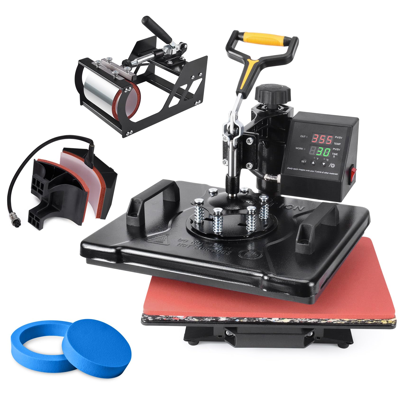 Slendor 5 in 1 Heat Press Machine 12x15 inch 360-Degree Swing Away Digital T Shirt Pressing Machine Multifunction Heat Transfer Sublimation Combo for T Shirts Mugs Hat Plate Cap