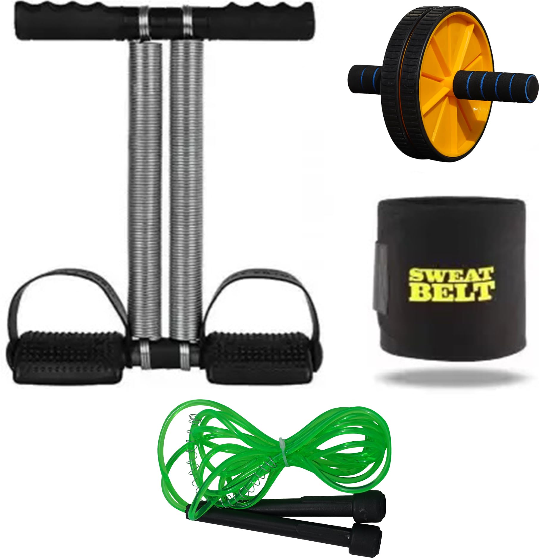 Quick Fit Double Spring Tummy Trimmer Combo – Ab Roller, Sweat Belt & Skipping Rope – Home Gym Exercise Equipment for Abs, Core Strength & Full Body Workout-image-14
