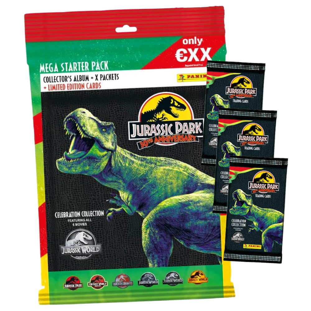 Pack Starter Cartes Panini Jurassic Park 30ème Anniversaire - Classeur + 12 Cartes + 1 Carte Édition Limitée | Collection Dinosaures Films