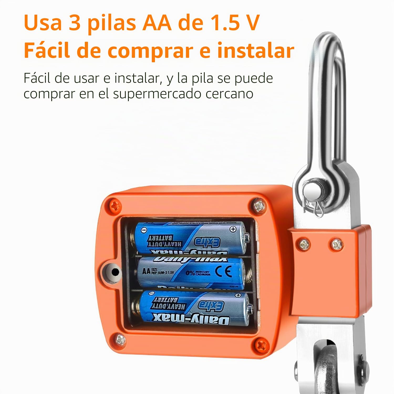 QUMOX Báscula digital de grúa de 500 kg – Báscula colgante resistente con pantalla LCD, función de tara/retención, múltiples unidades (kg/lb/N) – Báscula de gancho industrial para almacén, granja, uso