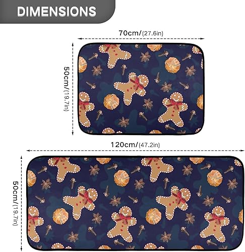 Miniatura 3 de Juego de 2 tapetes de cocina de invierno y Navidad, de jengibre, antideslizantes, lavables, antifatiga, para cocina, piso, calabaza, cocina,