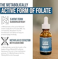 Vista 5 de L Metilfolato 15mg Plus Metil B12 Cofactor – Sabor a Bayas Orgánico, Alta Potencia Líquida Sublingual Forma Activa 5-MTHF - Apoya el Estado