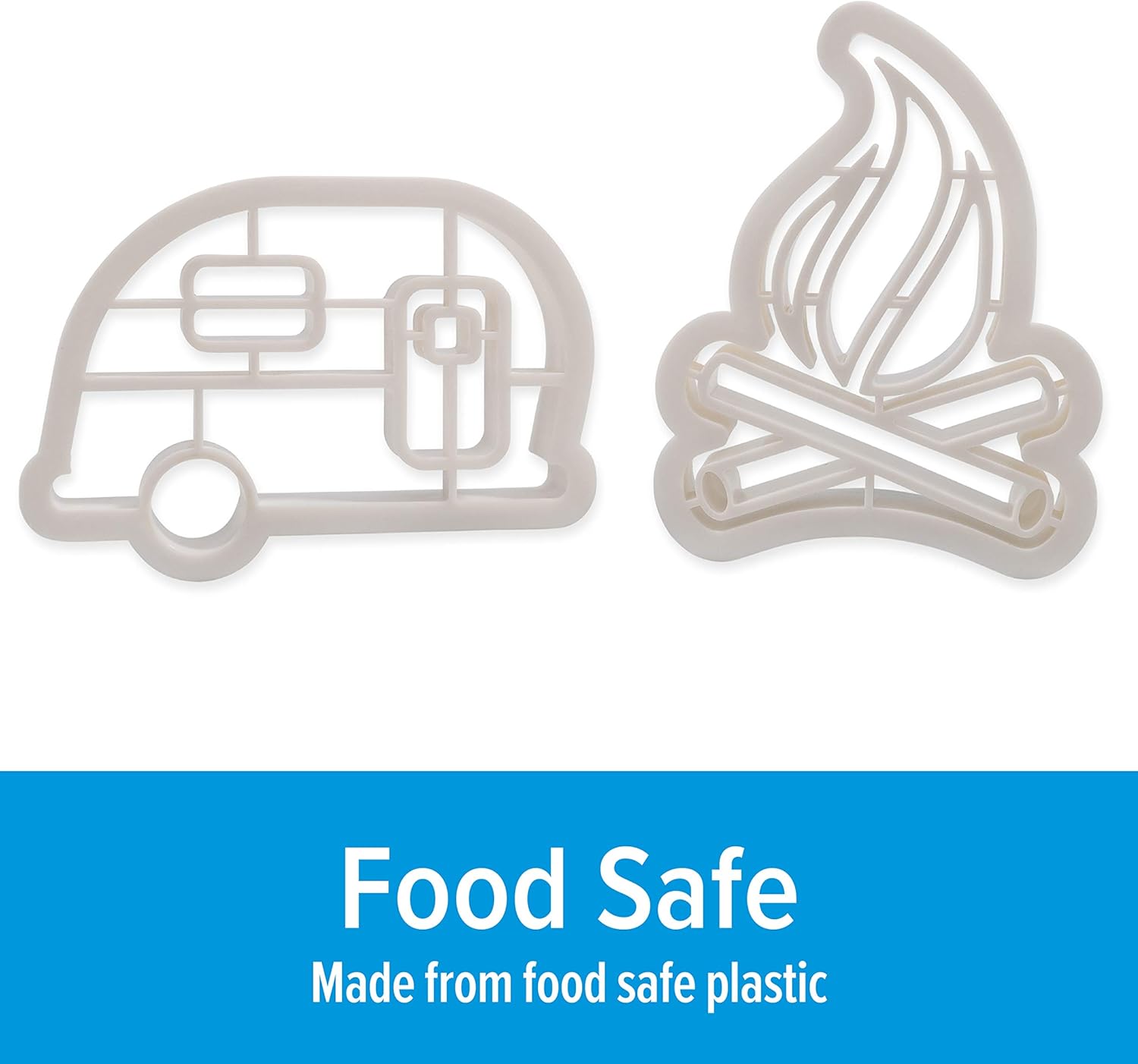 White Plastic Campfire and RV Cookie Cutters Set
