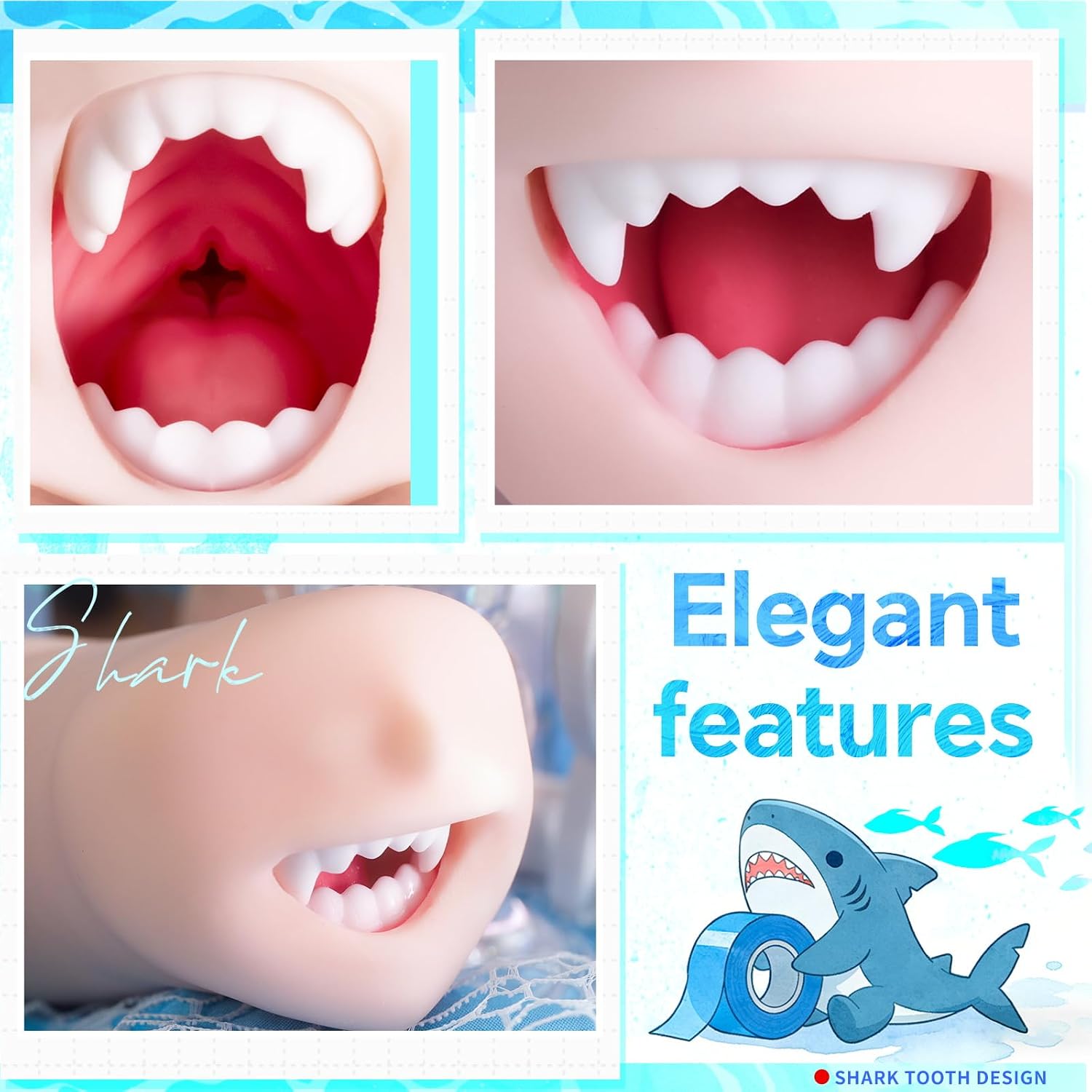 Male Masturbator Shark-Teeth Design Mouth Masturbator Adult Toys Male Sex Toys Pocket Stroker for Men 1.32LB