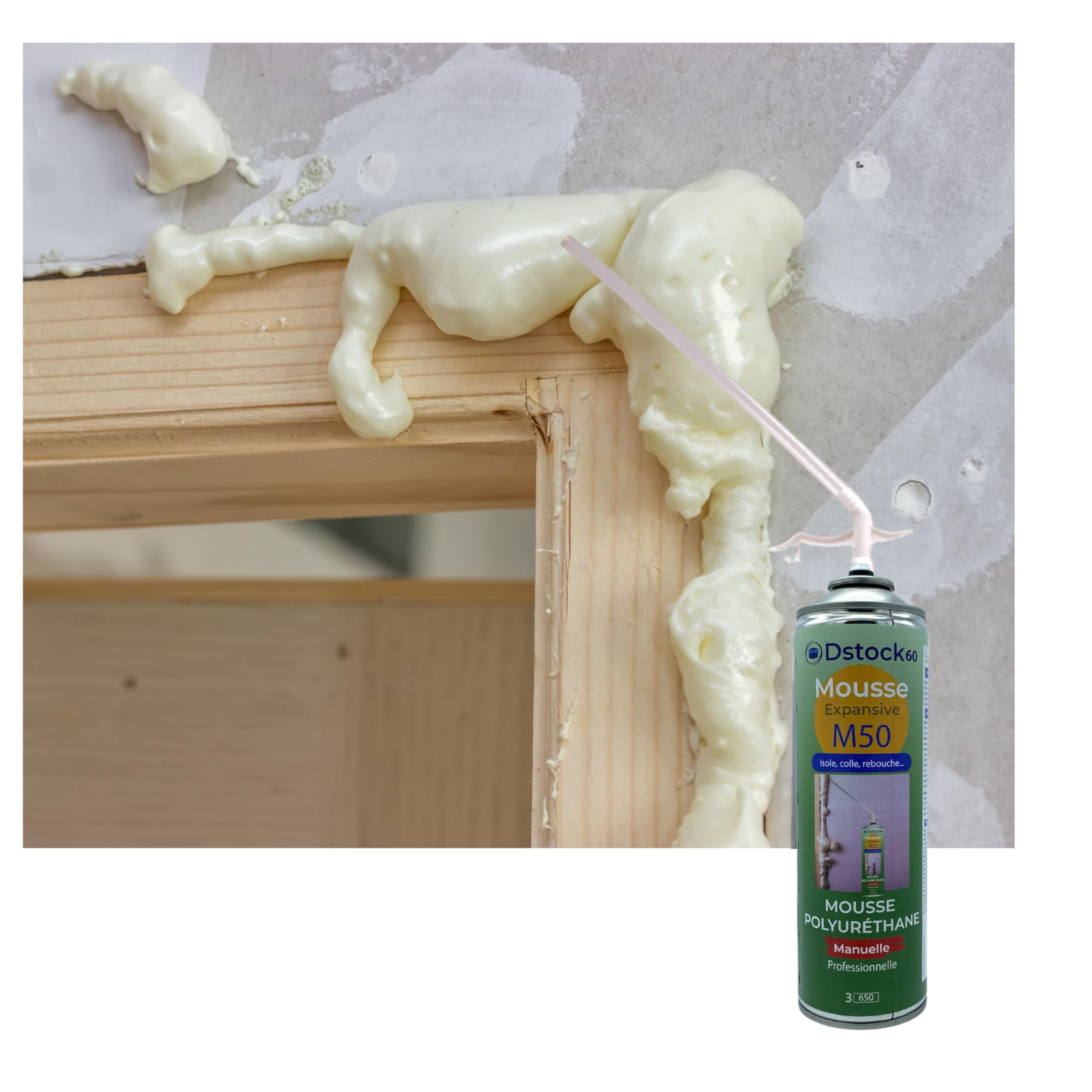 DSTOCK60 - Lot de 4 - Mousses expansives manuelles 300ml - mousse polyuréthane professionnelle - Isole, colle, rebouche - extérieur et intérieur
