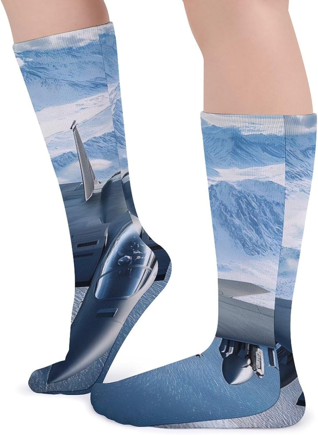 Aircraft Fighter Jet F-15 Ea-gles Flying Knee High Socks Casual Long Stockings Over Calf Sock Tube for Women Men