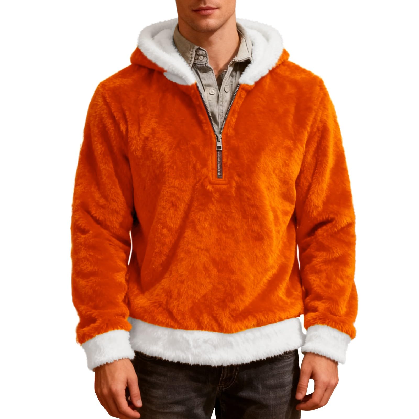 Sudadera Laboral Unisex con Capucha, De Forro Doble Faz, Cremallera, Cómoda, Informal Y Estilo. Chaqueta Verano Hombre (Orange, XXXL) Protección Solar Gym Moda Mangas Proteccion Ropa