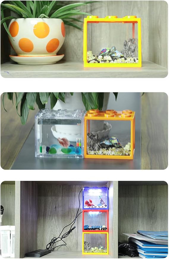 Space Saving Stackable Aquarium 6 Hole Construction Suitable for Desktop Fish Keep Simple Maintenance Small Tanks