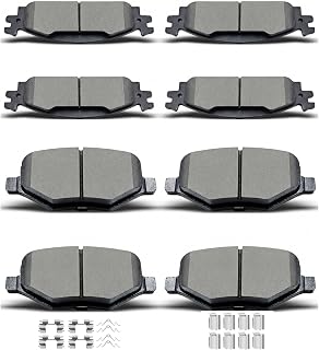 D1508 D1377 Front Rear Ceramic Brake Pads With Clips Fit For 2011-2019 Ford Explorer,For 2009-2019 Ford Flex,For 2010-2019 Ford Taurus, For 2009-2012 Lincoln MKS,For 2010-2019 Lincoln MKT (8 pcs)
