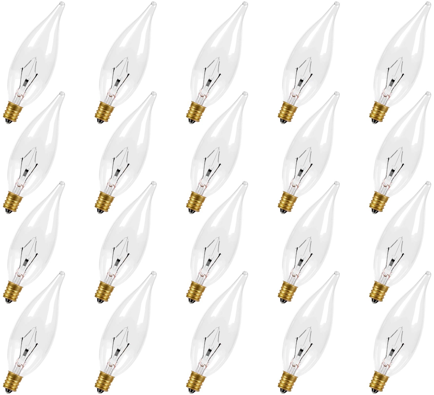 COLWATT E12 Candle Light Bulbs 60W, Warm White 2700K Dimmable Chandelier Light Bulbs for Ceiling Fan or Pendants, CA10 Clear Candelabra Gold Base