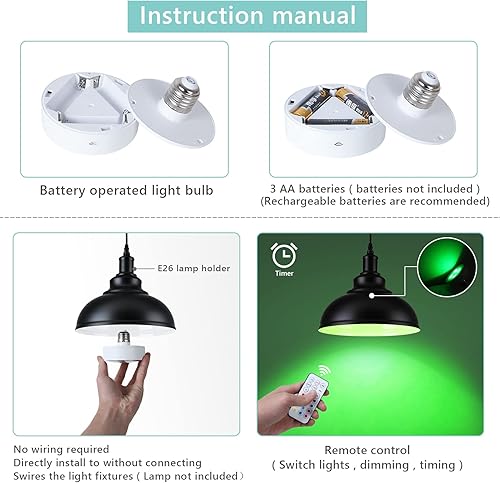 Miniatura 6 de Kingmi Paquete de 2 luces LED de empuje con control remoto inalámbrico de 13 colores RGB AA, bombilla de batería regulable, funciona con pilas,