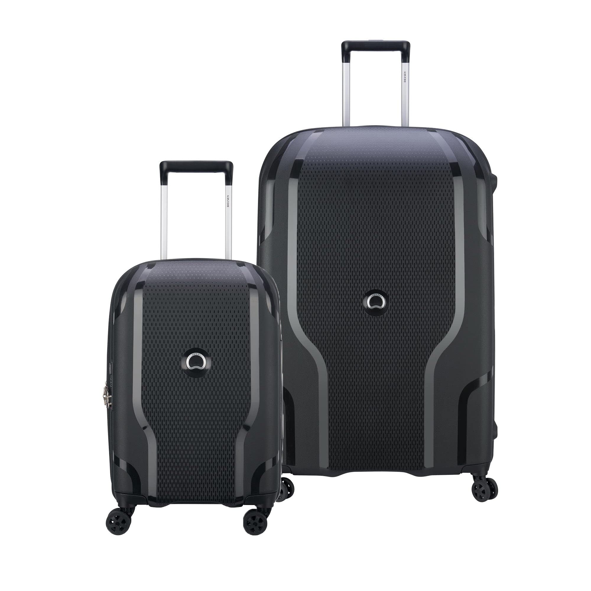 DELSEY PARISClavel Hardside Expandable Luggage with Spinner Wheels, Black, Black, XS, Clavel Hardside Expandable Luggage With Spinner Wheels