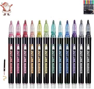 Illuminateupon Marker Pen for Highlight, Sakesfor/Neattidyly Magische Stifte, Double Line Outline Markers Pens, For Drawing and Scribbling (12 Color)