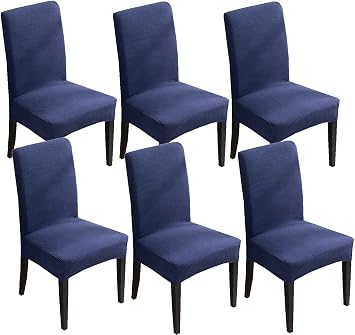 NA Stretch Dining Chair Cover Protector - Perfect for Pets, Kids, Elderly, Restaurants, Party - Elastic, Removable 6, Blue