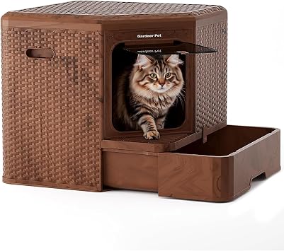 Gardner Pet Extra Large Cat Litter Tray, Odor-Resistant Enclosed Cat Litter Box with Removable Bottom Compartment Tray, Easy Cleaning, Suitable Cats