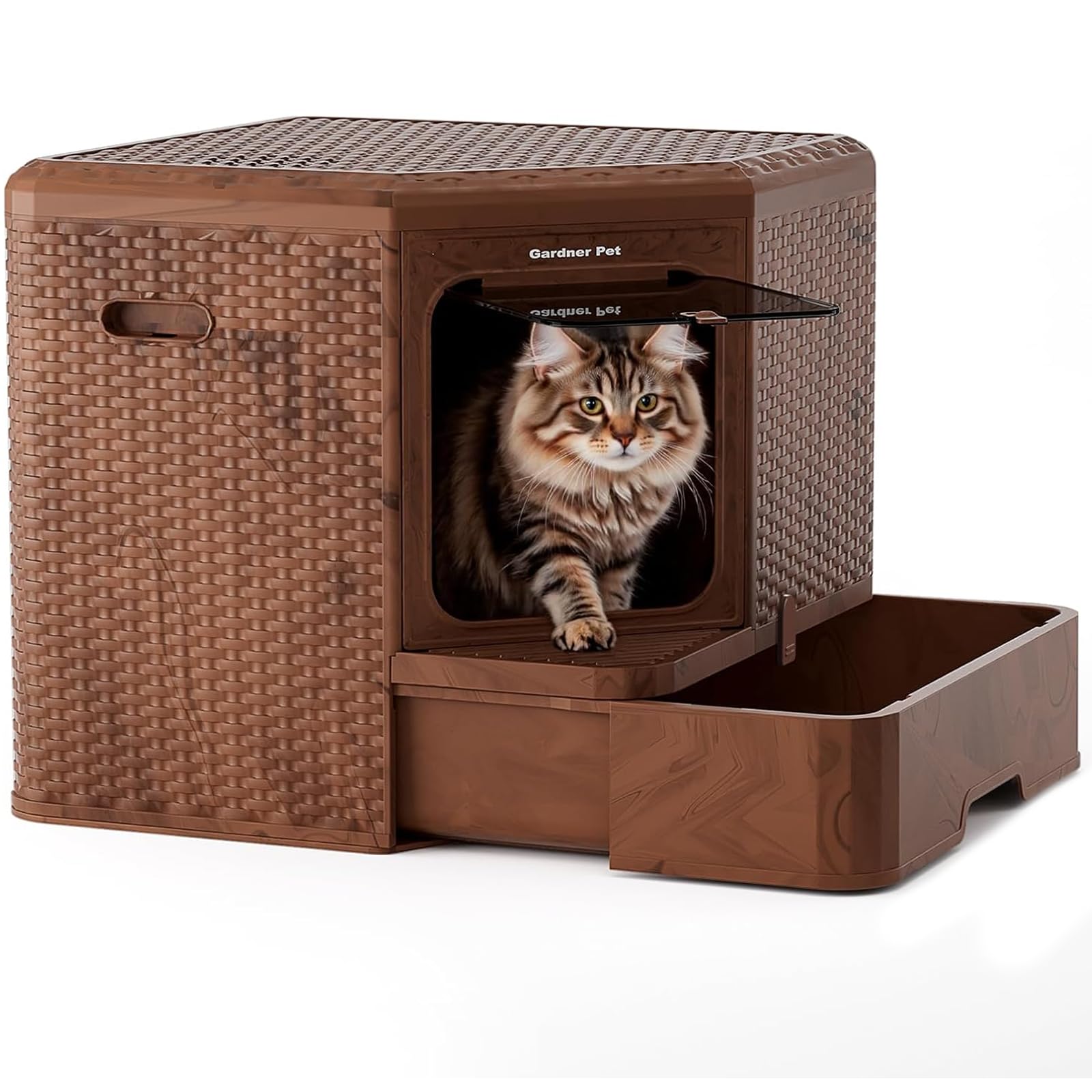 Gardner Pet Extra Large Cat Litter Tray, Odor-Resistant Enclosed Cat Litter Box with Removable Bottom Compartment Tray, Easy Cleaning, Suitable Cats