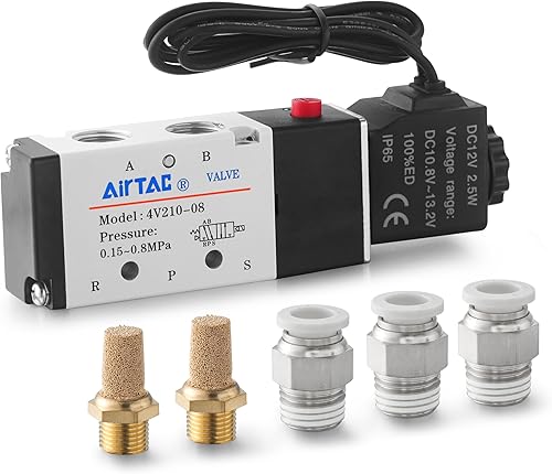 Miniatura 8 de Válvula solenoide AC110V 3/2 vías AirTAC 3V210-08 de 1/4"PT de salida con cable, neumática, eléctrica, normalmente cerrada