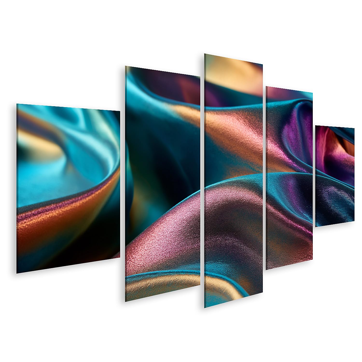 islandburner Bild auf Leinwand Faszinierende Aurora Farbspiel Kunstdruck für modernes Wohnzimmer Für Kunstliebhaber - 5-teilig