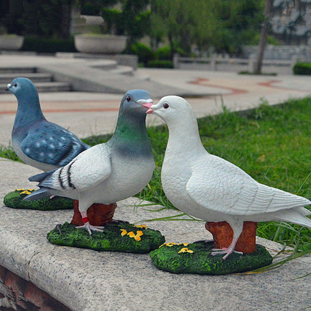 MagiDeal Figurine Pigeon Voyageur Résine Décoration Paysage Miniature Bonsaï Jardin - Gris Blanc