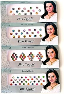 2 packs Bollywood Designer Bindis Premium Crystal Jewels Metallic Bindi Stickers Tattoos Forehead Tika (Round)