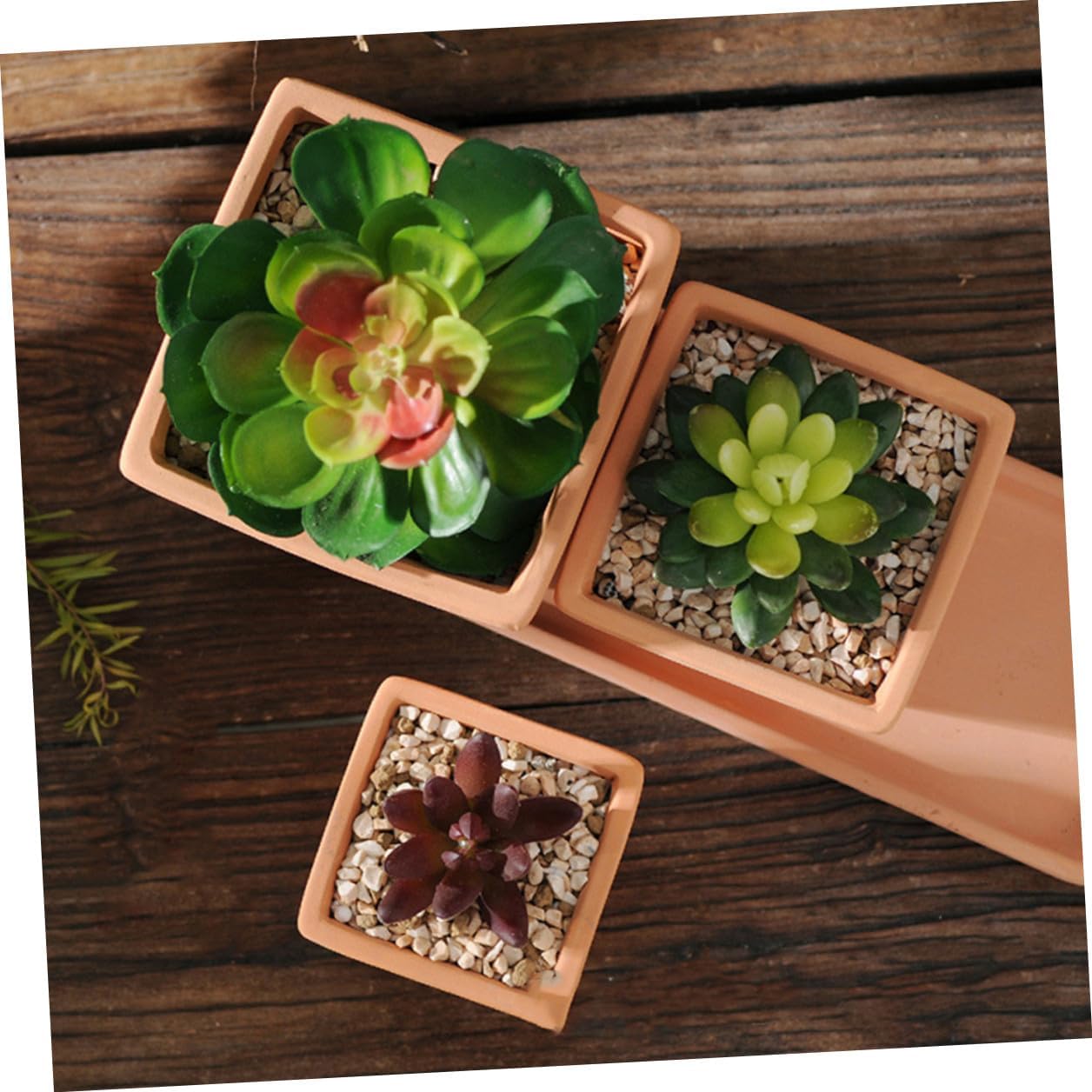 VILLCASE Red Pottery Square Succulent Plant Pot 10.5x9cm Indoor Cactus Planter Terracotta Flower Pot Home Desktop Plant Holder