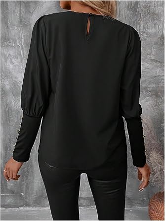 GORGLITTER Women's Button Back Work Blouse Office Leg of Mutton Long Sleeve Business Dressy Corporate Outfits 2026