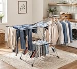 EZHOME Foldable Clothes Drying Rack, Stainless Steel Heavy Duty Laundry Hanger with Shoe Clips, Indoor Outdoor Use, 50KG Load, 164×61×120cm, Collapsible & Space Saving Design, YLT-0501C