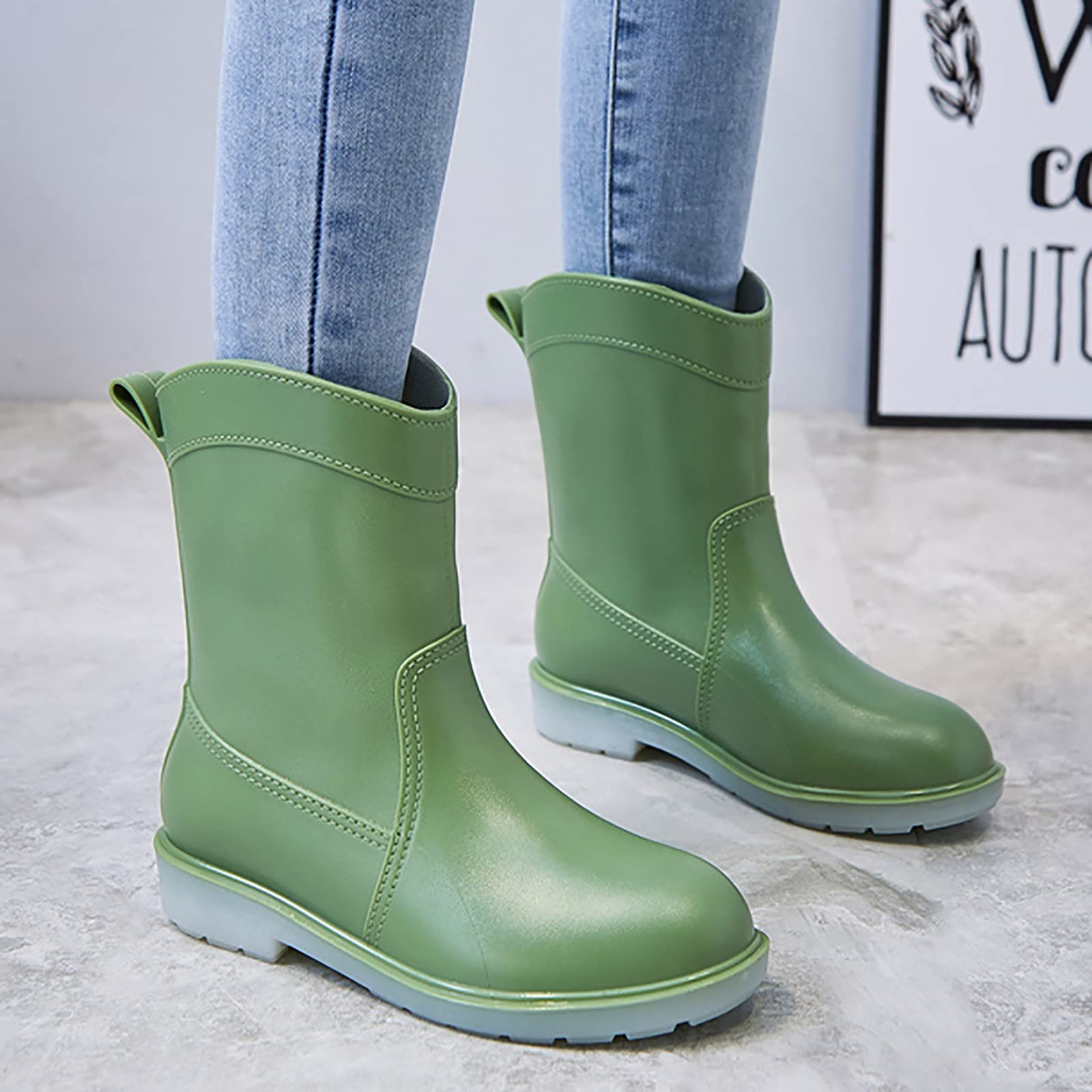 Escarpines Mujer Agua Botas de Lluvia para Mujer, Resistentes, Antideslizantes, Impermeables, Antideslizantes, de plástico, Zapatos de Lluvia de Cemento, Botines de Lluvia Escarpines