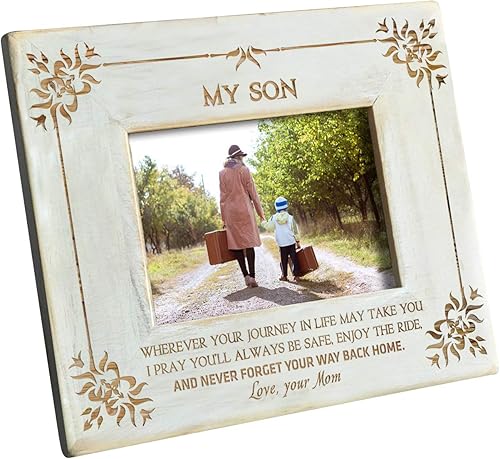 Marco de madera grabado para hijo, marco de fotos de madera natural personalizado, regalo de graduación de Navidad para hija, regalo de cumpleaños