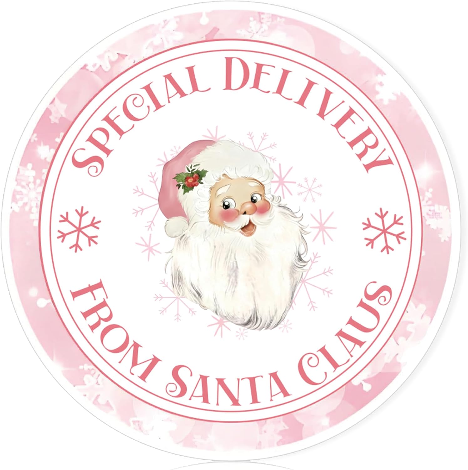 Kosiz 320 Pcs Pink Christmas Stickers from Santa Pink Santa Claus Tag Stickers Round Christmas Gift Labels Paper Xmas Seal Decals for Winter Holiday Party Cards Envelopes Wrap Decor