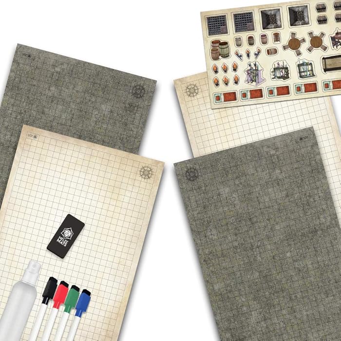 Buy Battle Grid Game Mat 2 Pack Double Sided 24x36 Portable DND RPG
