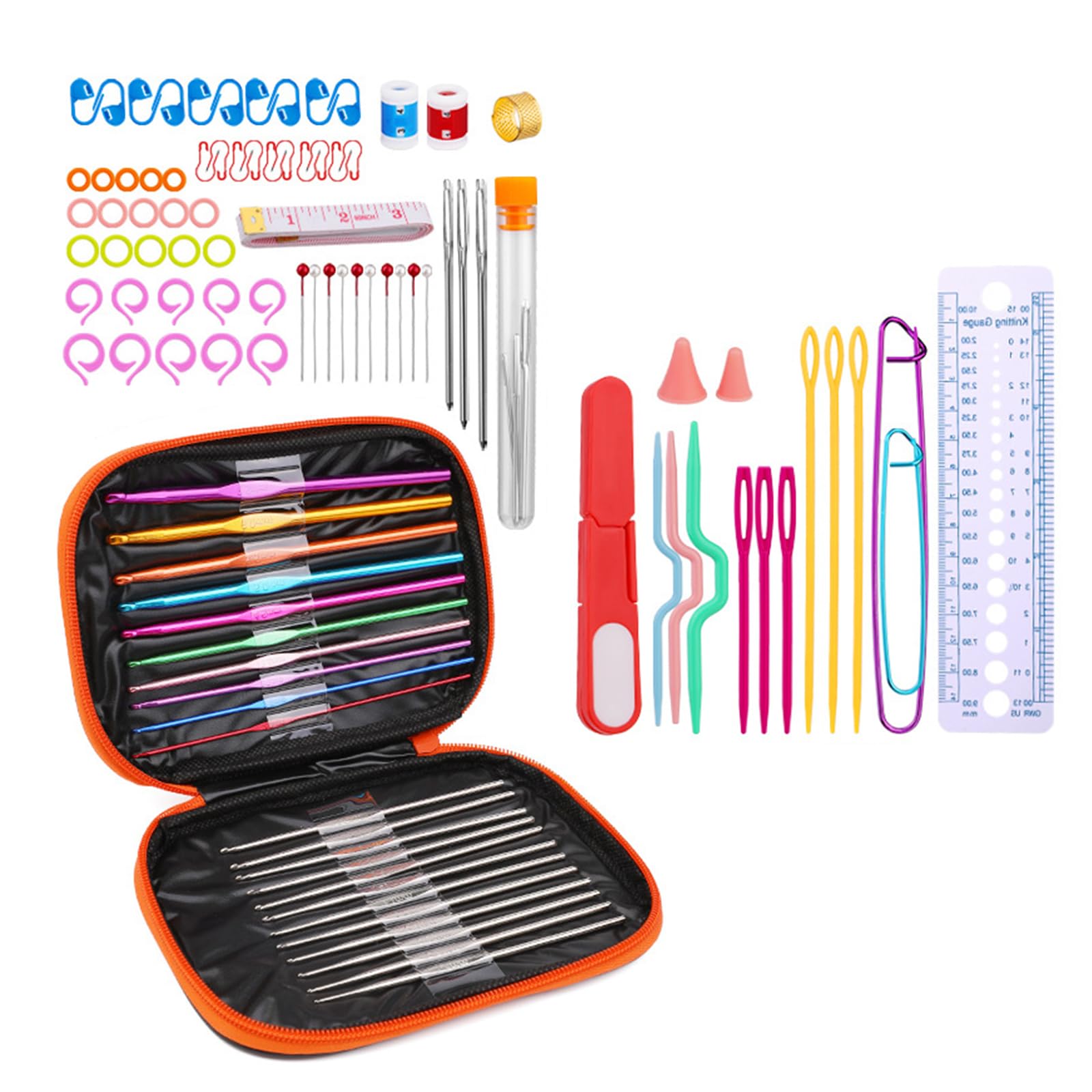 Tsophreniq Ergonomic Crochet Hook Sewing Needle Knitting Accessories Set with Crochet Bag for Beginner Hobbyist Knitting Project Needle