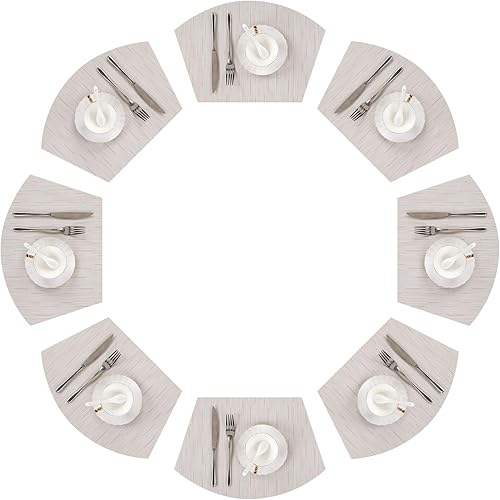 Miniatura 131 de SHACOS - Manteles individuales de PVC para mesas redondas, manteles individuales con curvatura, antideslizantes, resistentes al calor, de vinilo,