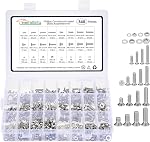 METALLIXITY Phillips Countersunk Ensemble d'assortiment pour écrous à boulon (#10-24) 170Pcs, Kit à vis en acier inoxydable à tête plate avec rondelles plates - pour Fasten en métal intérieur, Argent