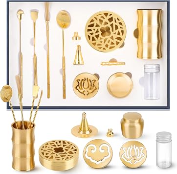 12 Pcs Incense Making Kit, Brass Incense Burner Kit, Incense Seal Mold Incense Cone Tower Mold Incense Holder for Yoga Meditation Home Fragrance