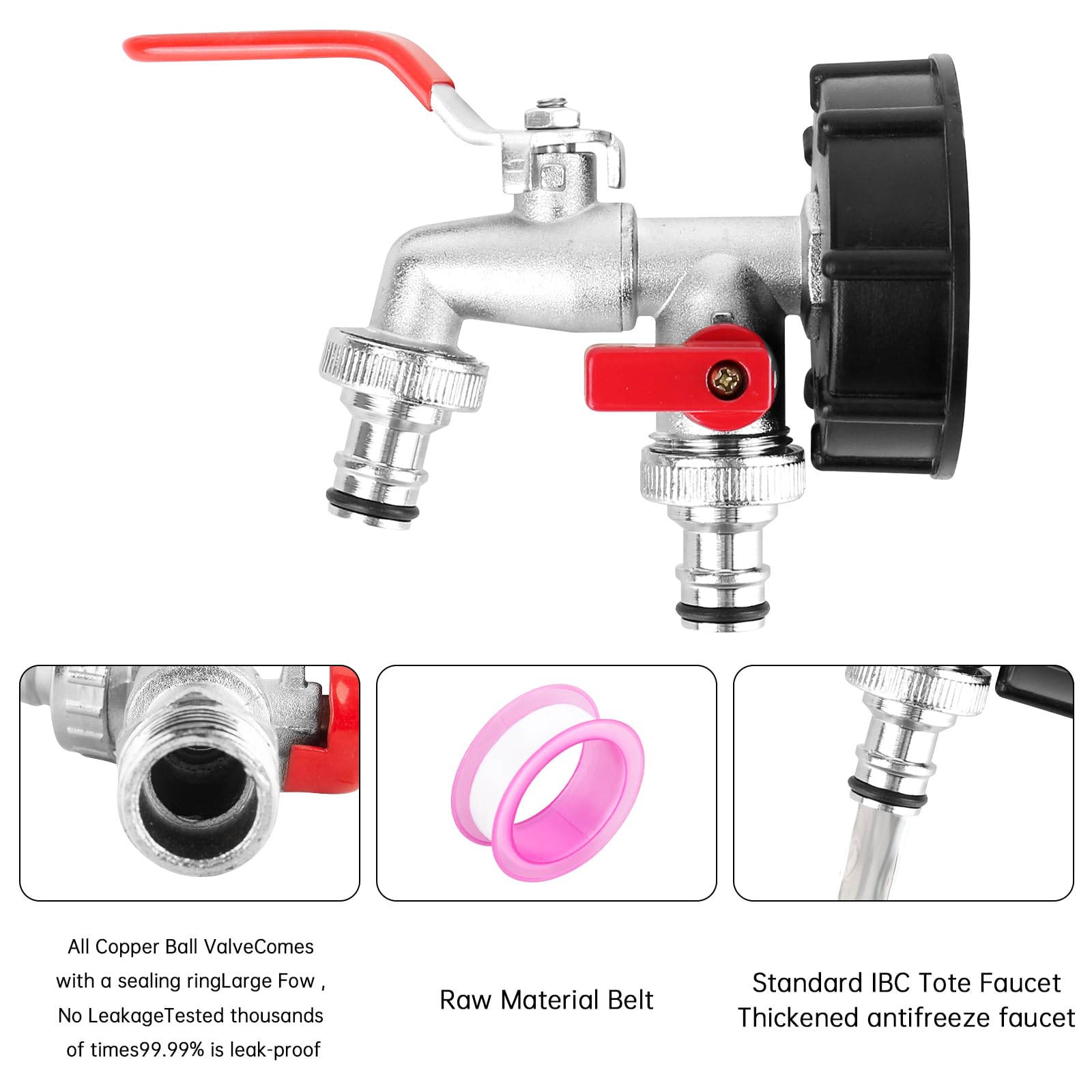XCDMJ IBC Tank Fittings/Adapter Double 1/2" Threaded Connector Water Tank Tap Replacement Valve Fitting for S60x6 Water Storage Tank Tap Tank Garden Hose Connector Replace Valve Fitting Parts - Image 4