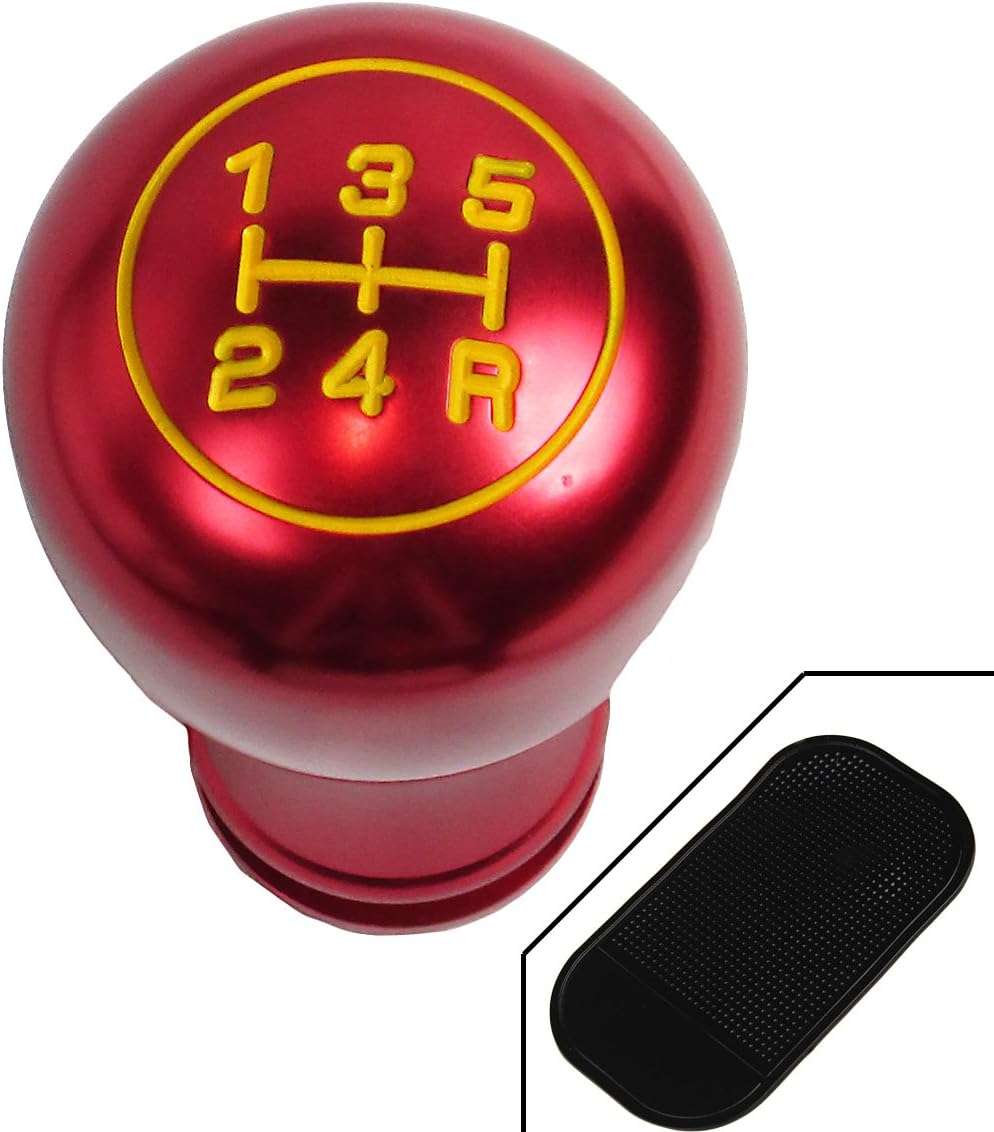 R-Style Aluminum Engraved Universal Shift Knob 5MT Model with Floor Mat (Red)