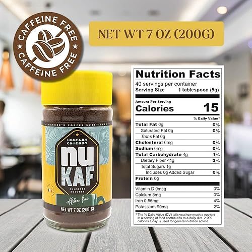 Miniatura 2 de nuKAF de Gourmanity Café instantáneo de achicoria alternativo, se prepara como el café regular, 100% polvo de raíz de achicoria natural, excelente