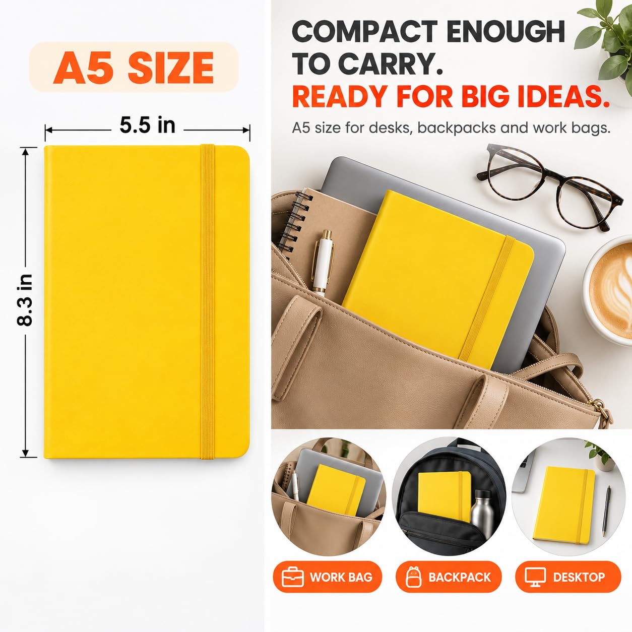 Quaderni a righe A5 con copertina rigida, confezione da 8 in 8