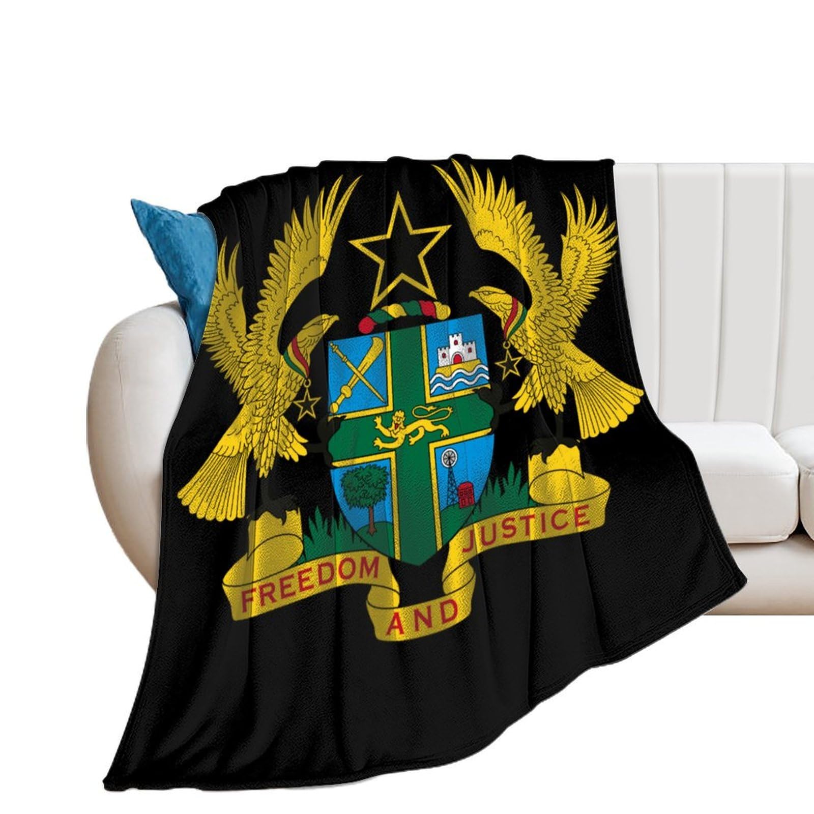 NCLQVJXZKHW Ghana National Emblem Flannel Blanket Soft Throw Blankets Bed Couch Sofa Travel