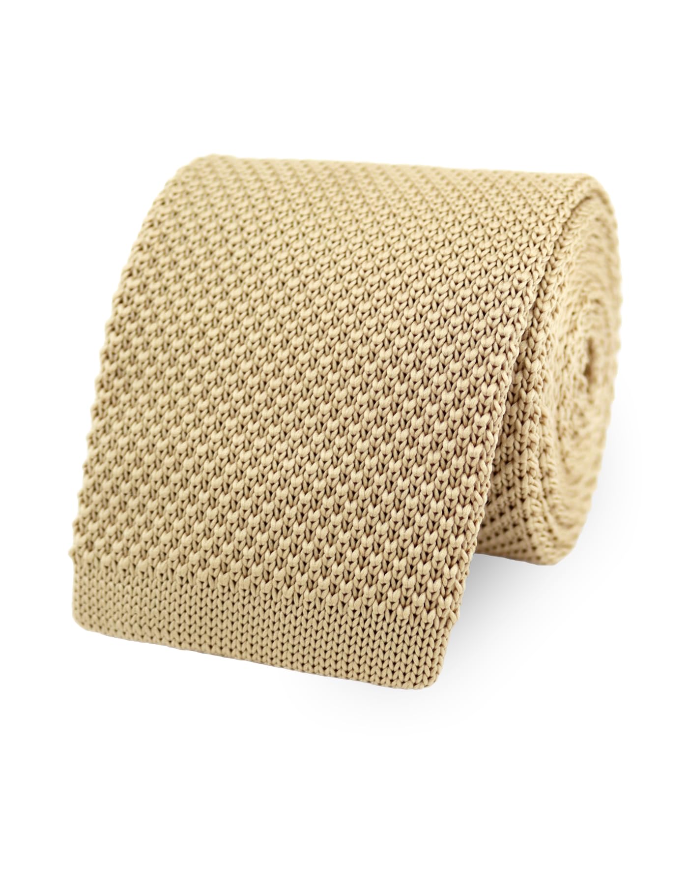 The Gents Lab Men's Beige 100% Polyester Square End Knitted Neck Tie (Beige)