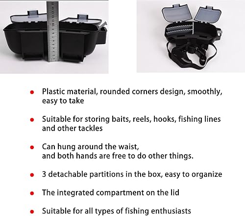 Miniatura 4 de VBESTLIFE Caja de aparejos de pesca, caja de cintura de pesca portátil multifuncional, caja de almacenamiento de aparejos de cebo, portador de línea