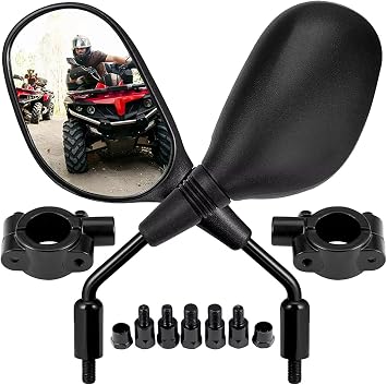ATV Rear View Mirrors for Hisun Motors Sector 1000 20202025+, Adjustable Side Mirrors for ATV Quad, Wide Angle Mirrors with Vibration Reduction for Off-Road Riding