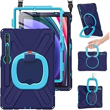 BRAECN Case for Samsung Galaxy Tab S10+ Plus/S9 FE+/S9+/S8+/S7 FE/S7+ 12.4" | Screen Protector, Heavy Duty, Silicone Cover, S Pen Holder, Stable Kickstand,Shoulder Strap, SM-X820/X610/X810, Navy Blue