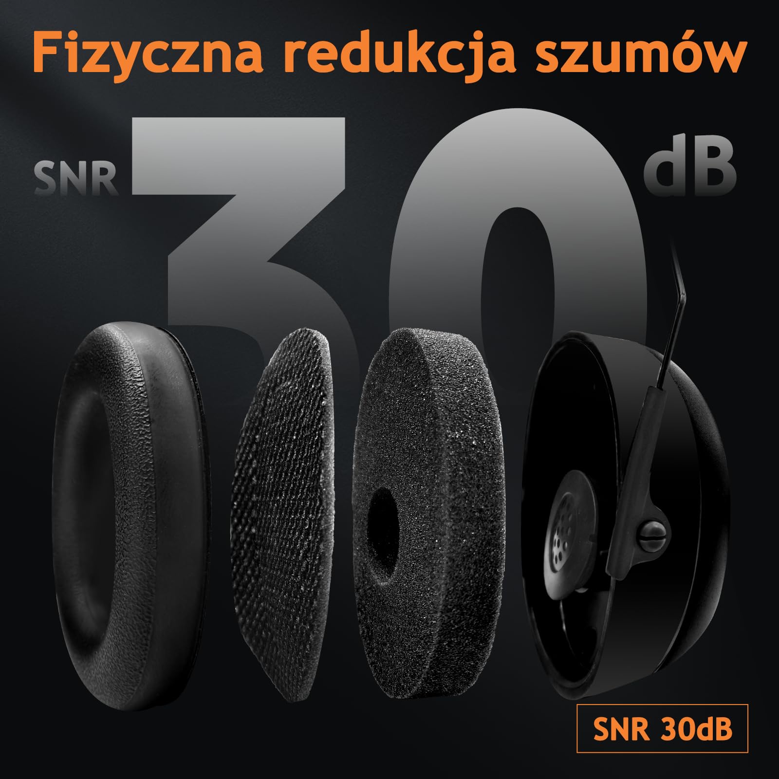 (Wersja uaktualniona) PROHEAR 037 Zestaw słuchawkowy Bluetooth 5.0 do ochrony słuchu z wbudowanym mikrofonem i funkcją redukcji szumów, odpowiedni do pracy i rozrywki, SNR 30dB-czarny