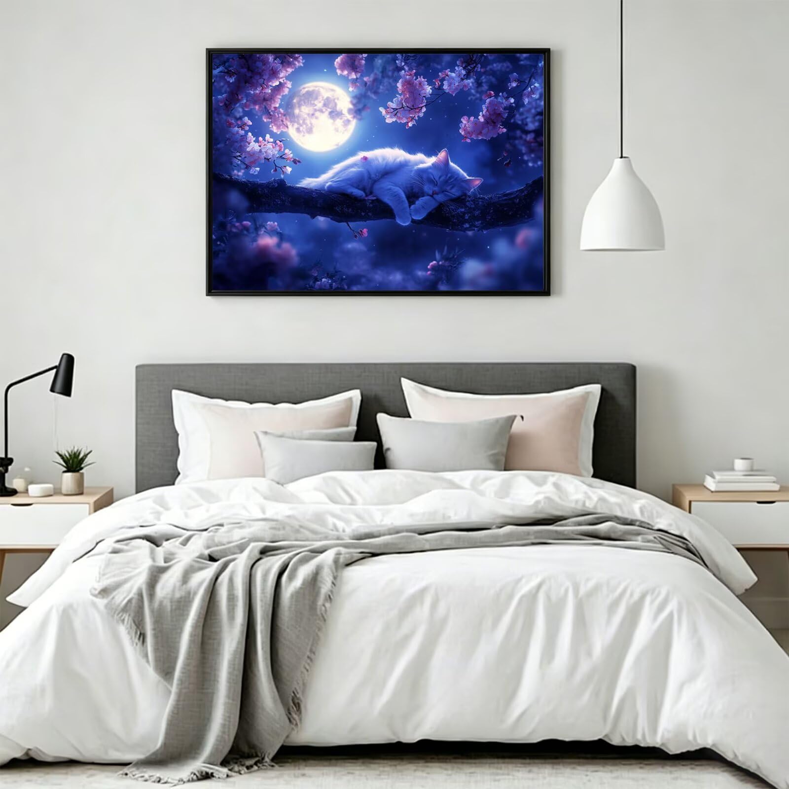 Pintar por Numeros Luna Pinturas Acrilicas gato Pintura por Numeros Adultos DIY Lienzos para Pintar, Pintura Acrilica Manualidades, Decoración para Hogar, Regalos Cumpleaños, 90x120cm Sin Marco, q-970