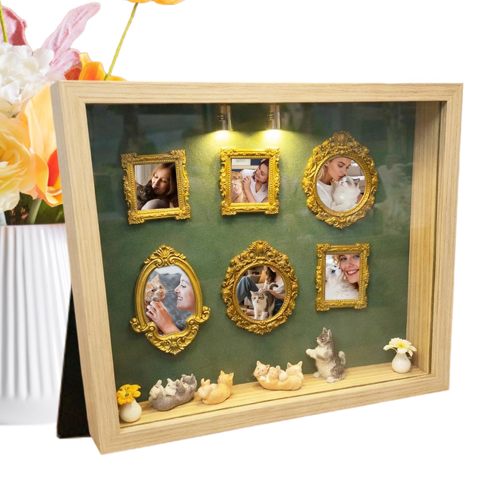 Mini Muzeum Rama na Zdjęcia DIY Dekoracja Biurkowa | Ekspozycyjna Gablota Ramka Pudełko z Sylwetką dla Kolekcjonerów do Domu Biura Sypialni Pokoju Dziecięcego