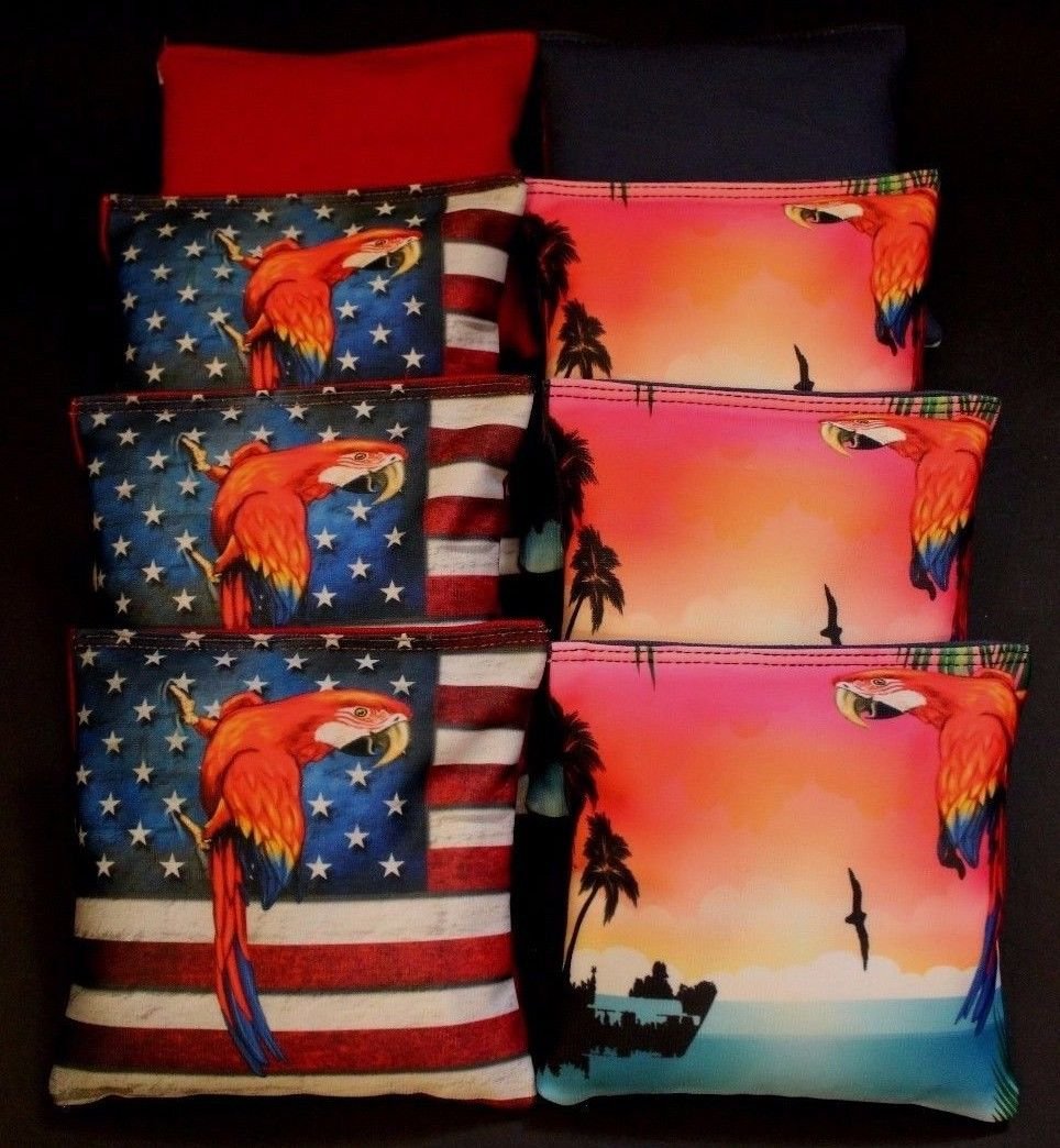 BackYardGamesUSA Custom Patriotic Tropical Parrot 8 Regulation Cornhole Bags B83