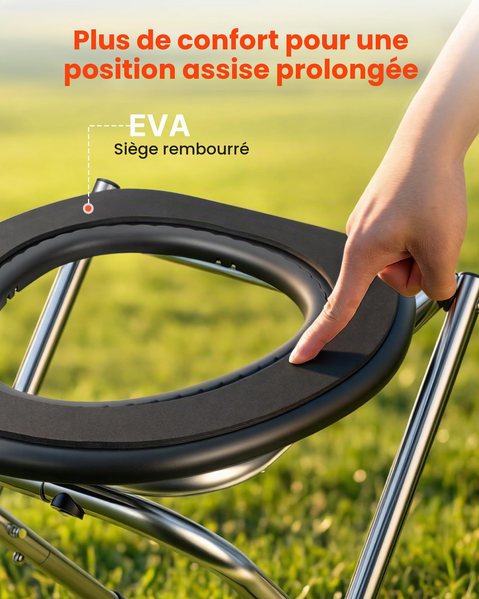VEVOR Toilette de Camping Pliable, Toilette Portable avec Capacité de Charge de 160 kg, pour Domicile Camping-car Caravane Bateau Randonnée Extérieur, WC de Voyage Chaise en Acier Inoxydable